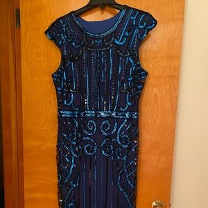 Sequin Embellished Fringe Gatsby Flapper Dress